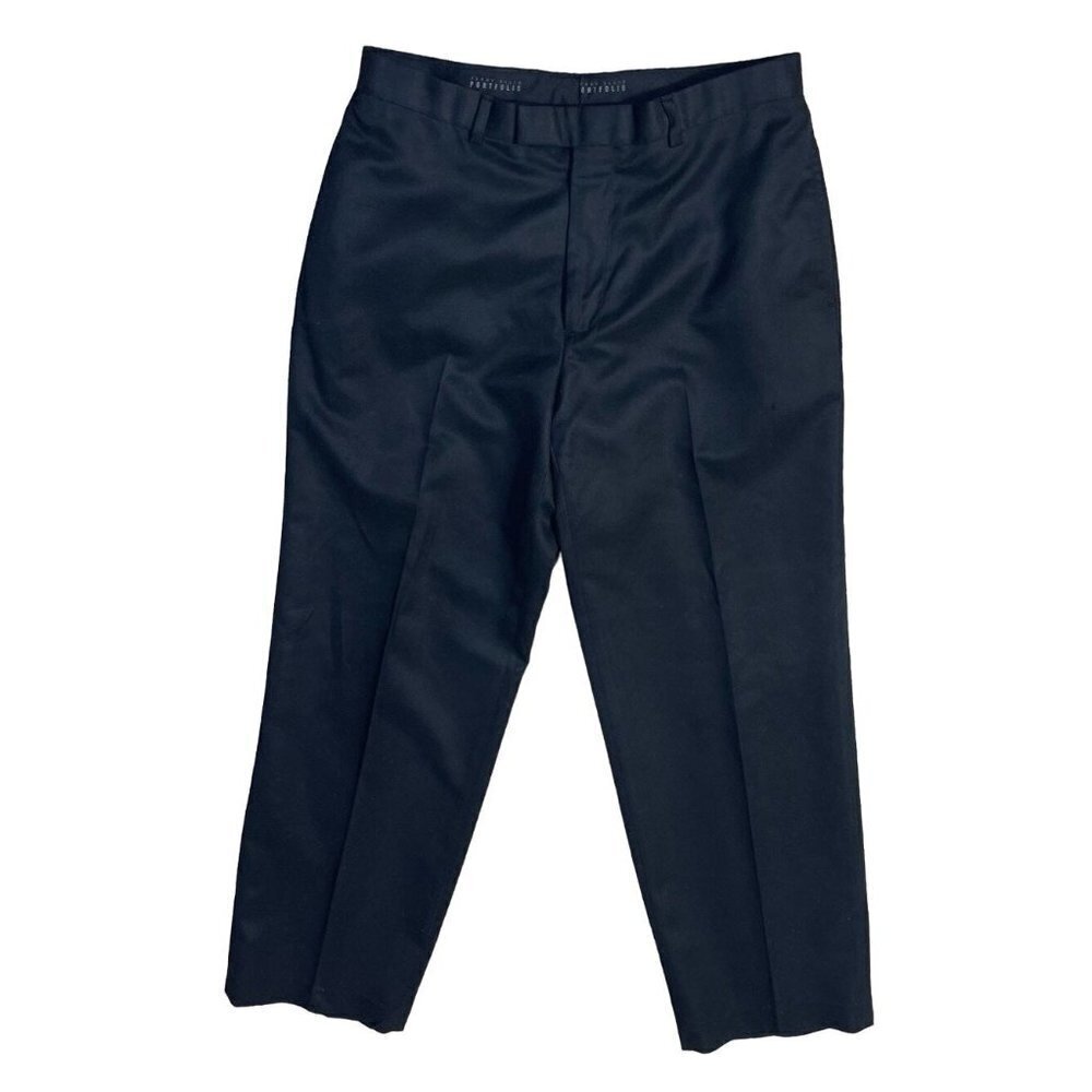 Perry Ellis Portfolio Dress Pants Slacks Flat Front Black Size 33 X 30